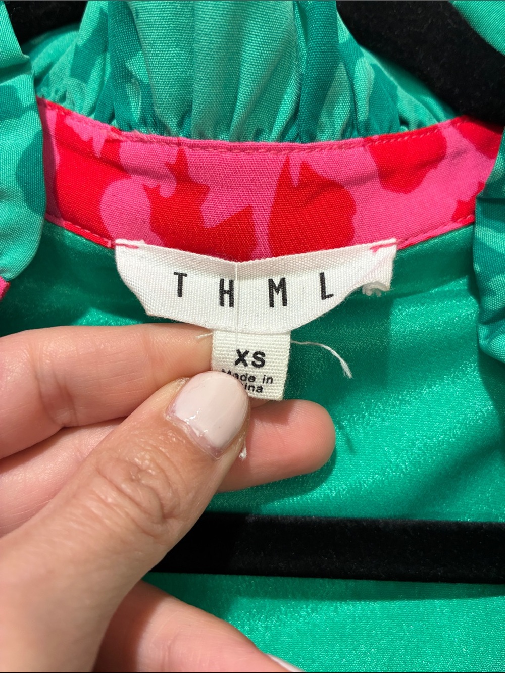 THML Green Print Ruffle-Hem Dress - Picture 2 of 3